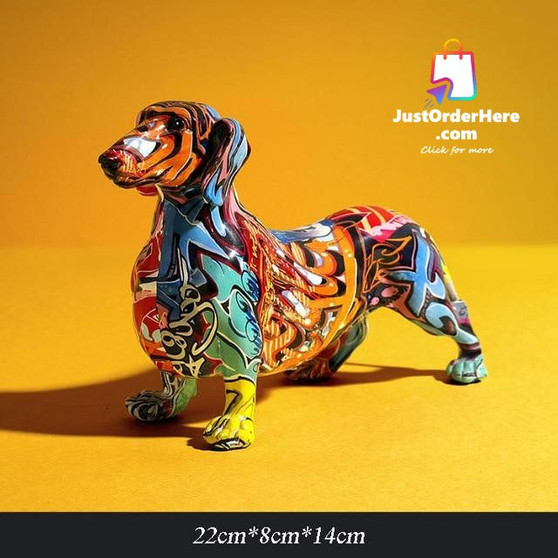 JOH Modern Creative Painted Colorful Dachshund Dog Decoration