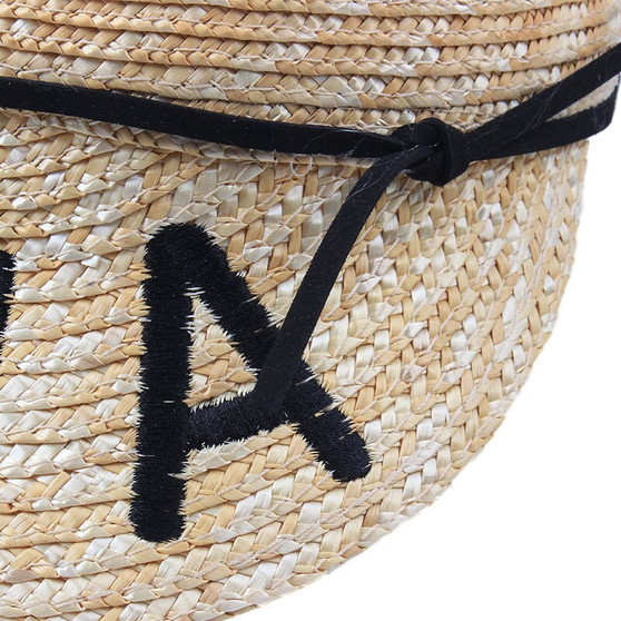 Summer Women Casual CHA Letter Wheat Straw Equestrian Hat Baseball Cap Summer Cap Beach Visor Tide Hats