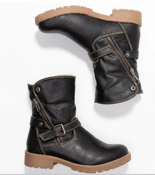 2019 Women Warm Retro Leather Martin Ankle Boots