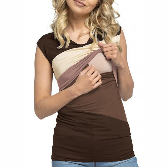 Maternity Color Block Nursing Tank Top