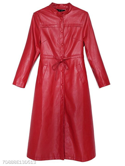 Band Collar Drawstring Plain Coat