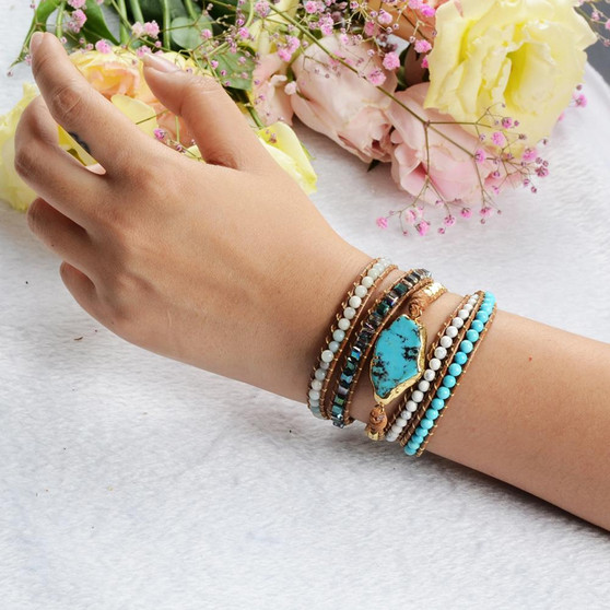 Turquoise Wrap Leather Bracelet