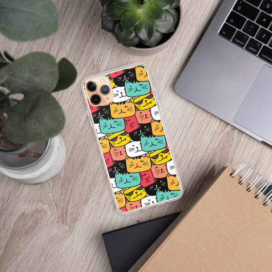 Colorful Cat Pattern iPhone Case