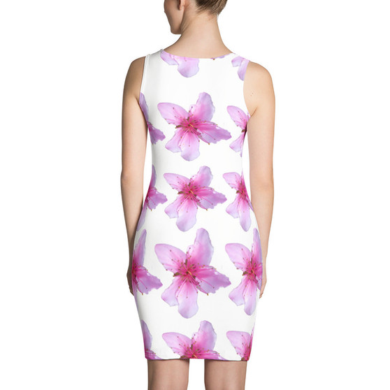 Dress - Italian Style - Peach Flowers. Size: XS-S-M-L-XL