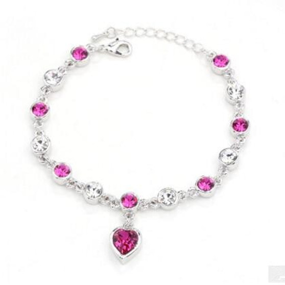 Glistening Heart Silver Bracelet