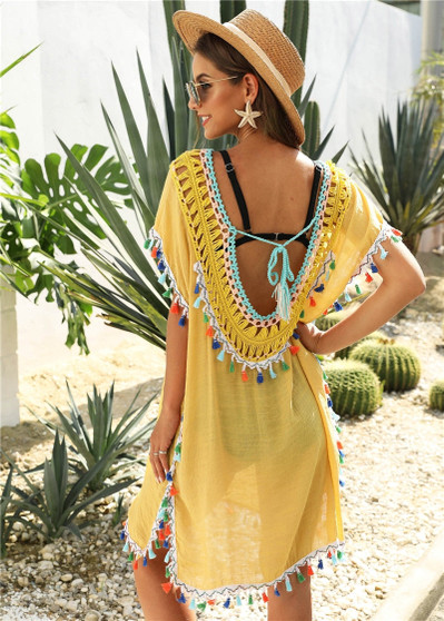 Stylized and Chic Fringe Tunic Style Cover Up