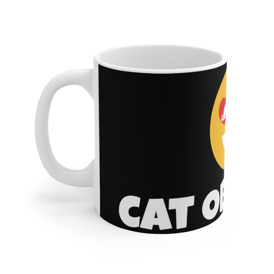 Cat Obsessed Coffee Mug, emoji Cat Coffee Mug