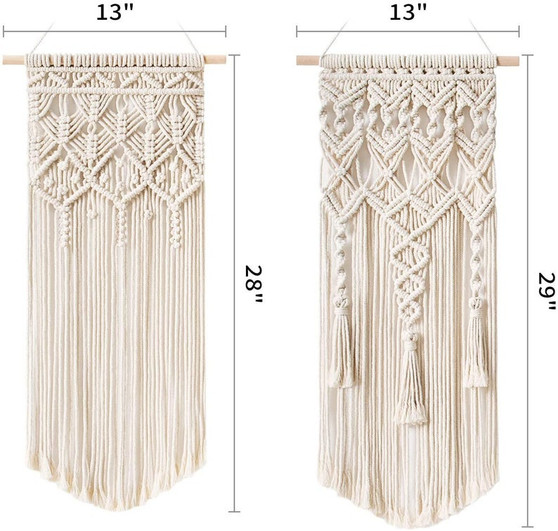 2 Pcs Macrame Woven Wall Hanging, Boho Chic Bohemian Home Art Decor