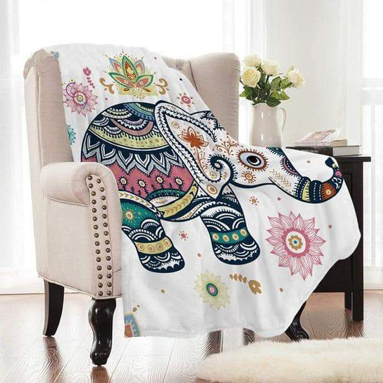 Super Soft Cozy Velvet Plush Baby Elephant Smooth-FLANNEL Throw Blanket