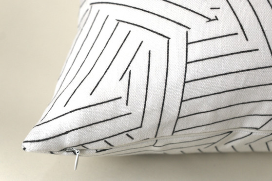 Deconstructed Stripe Pillow Cover / Black Ivory Pillow / Boho Pillow cover / Schumacher Pillow Cover / White Linen Pillow Cover