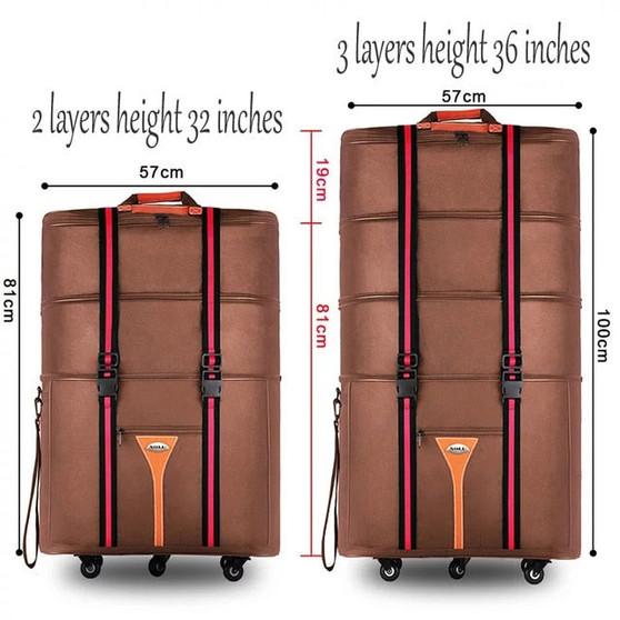 waterproof 32 36 inch Large capacity Oxford cloth rolling luggage bag abroad to study and move to move folding trolley suitcase