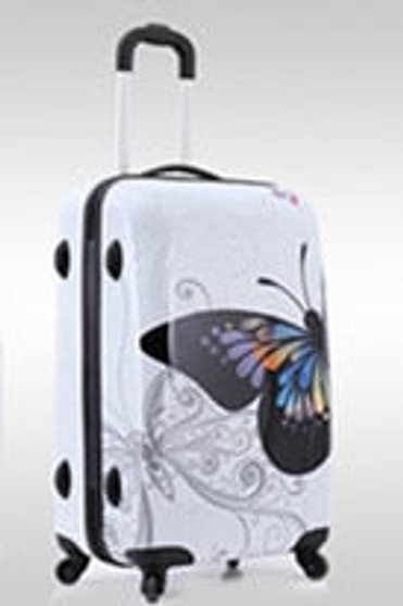KUNDUI free shipping women and men Suitcase bag, butterfly ABS+PC trolley case, new style, travel luggage, lock, mute,20 24 12