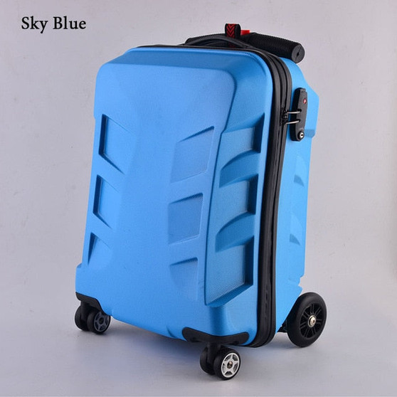 New Designe 21inch TSA Lock Scooter Luggage Aluminum Suitcase With Wheels Skateboard Rolling Luggage Travel Trolley Case