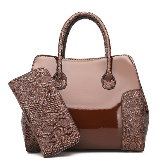 Luxury High Quality Patent Leather Women Handbag 2 Sets Ladies Composite Bags Fashion Messenger Bags Ladies Wallet Shoulder Bag