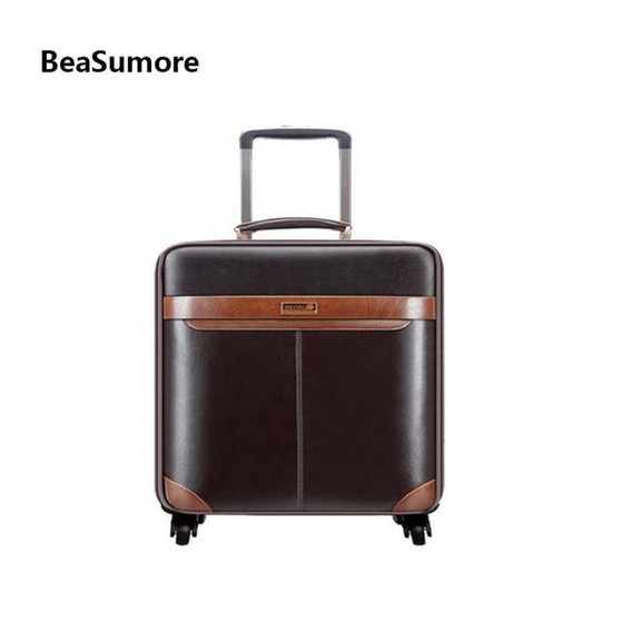 Men Business Rolling Luggage Set Spinner Retro Wheel Suitcases Cabin Trolley Password Travel Bag