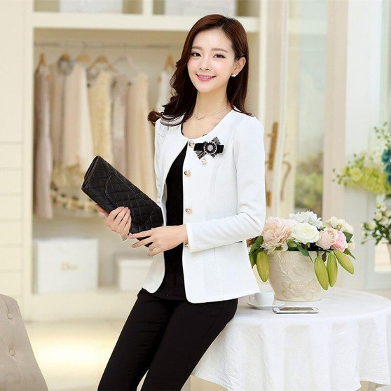 Women blazer feminino elegant three quarter sleeve and jackets woman outerwear women's clothes Female suit