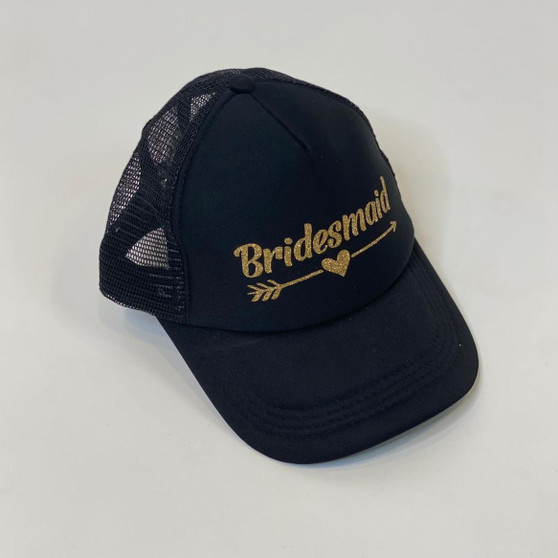 Sample Sale - Black Trucker Hats, "Bridesmaid", in Gold Glitter