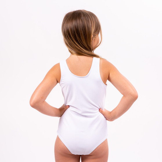 Sample Sale - Kids White Swimsuit, Size: 4Y, 8Y