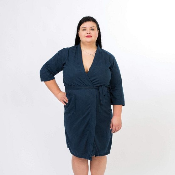 Cotton Waffle-Knit Navy Blue Bridesmaids Robes