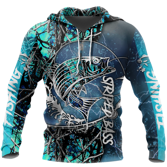 Love Fishing Striped Bass Camoflage Full Printed 3D Hoodie