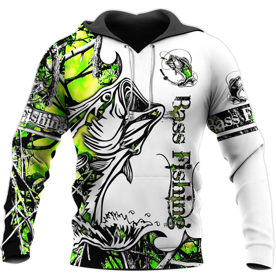 Love Bass Fishing Camoflage Layout Full Printed 3D Hoodie