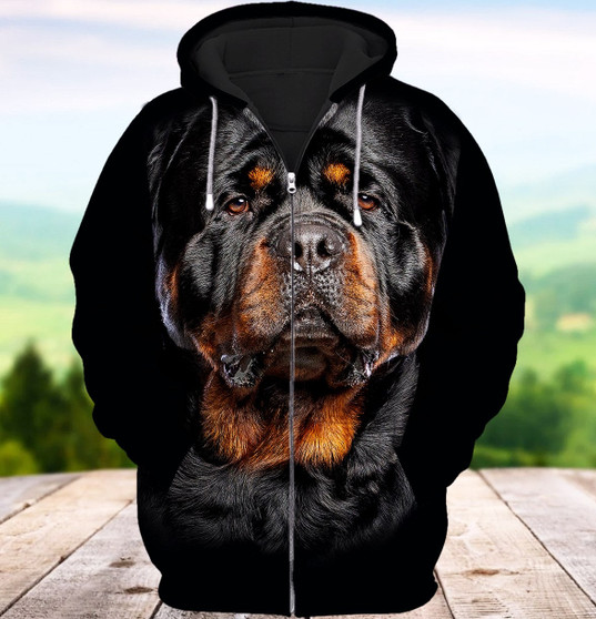 Love Pitbull Dog Full Print 3D Zip Hoodie