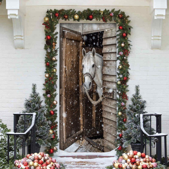 Horse Lover Christmas Printed Door Cover