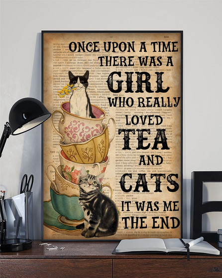 Once Upon A Time Girl Love Tea and Cats It Was Me Vintage Poster