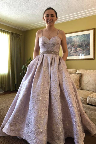 Spaghetti Straps Long Lace Princess Dresses Cute Prom Dress For Teens M1099