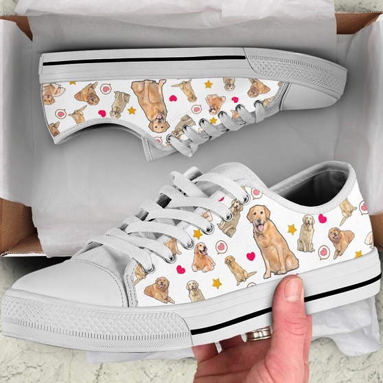 Golden Retriever Heart Low Top Shoe