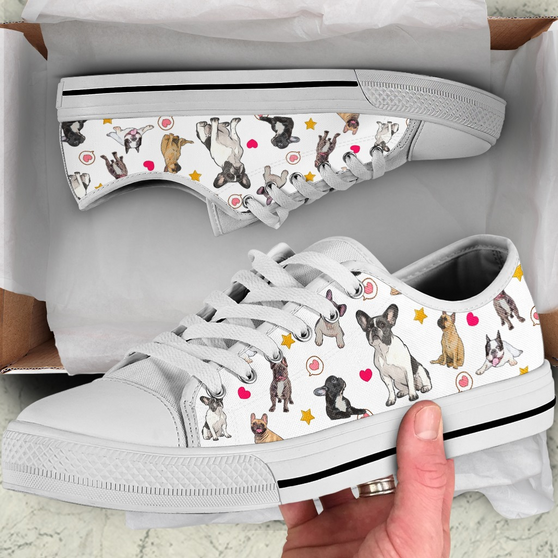 French Bulldog Heart Low Top Shoe