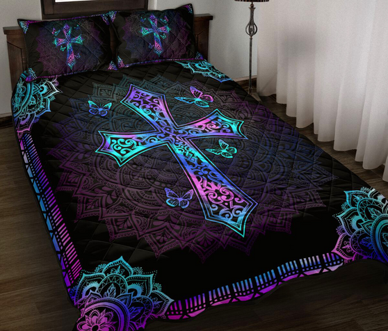 Cross Jesus Chrsit Gof Mandala Art Hologram Bedding Set