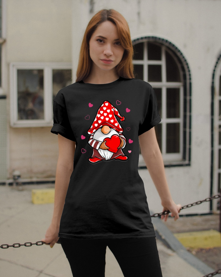 Valentine's Day Gift, Lovely Gnome With Heart T-shirt