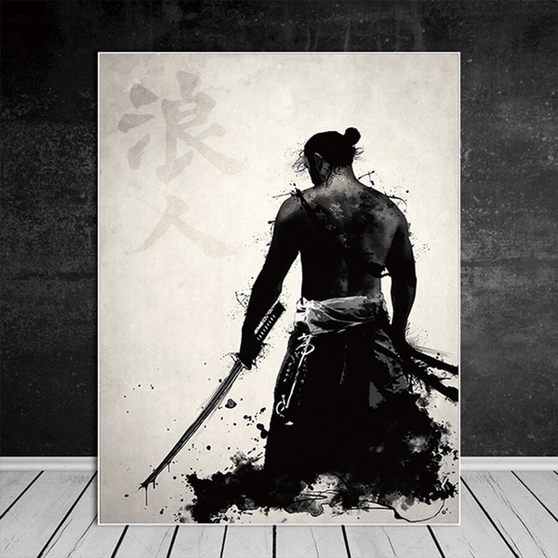 Japanese Samurai Ink Art Poster
