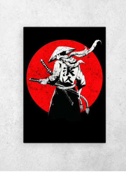 Samurai Japanese Warrior Turned His Back Wall Art Poster