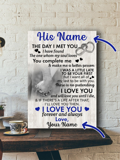 Personalized Customized Perfect Valentine Gift For Him Met You Love You Meaningful Quote Poster
