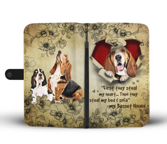 Love Basset Hound Dog Steal My Heart Wallet Case