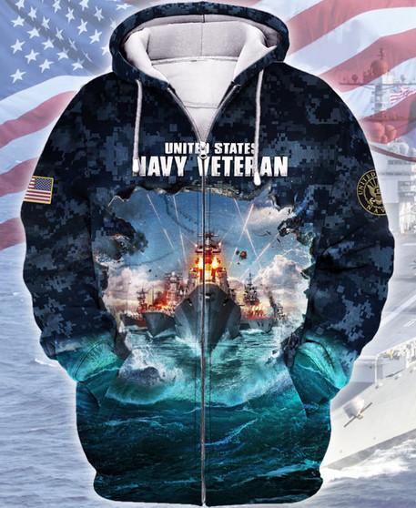 United States Navy Veteran Gift 3D Full Printed Zip Hoodie