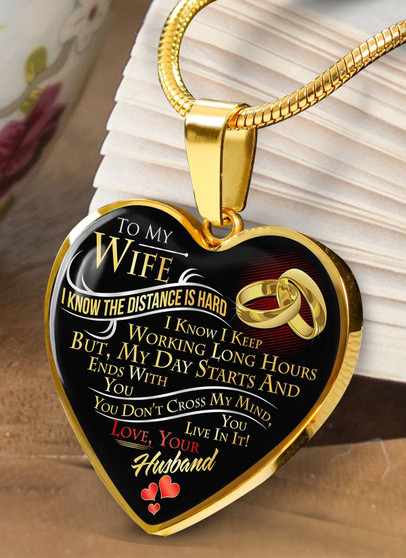 Meaningful Quote Love Distance For Wife Valentine Gift Gold Heart Necklace