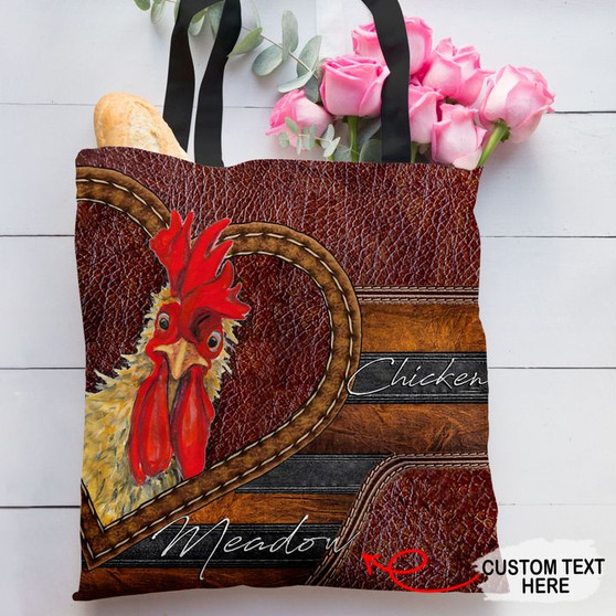 Personalized Customized Love Chicken 3D Printed Leather Pattern Tote Bag