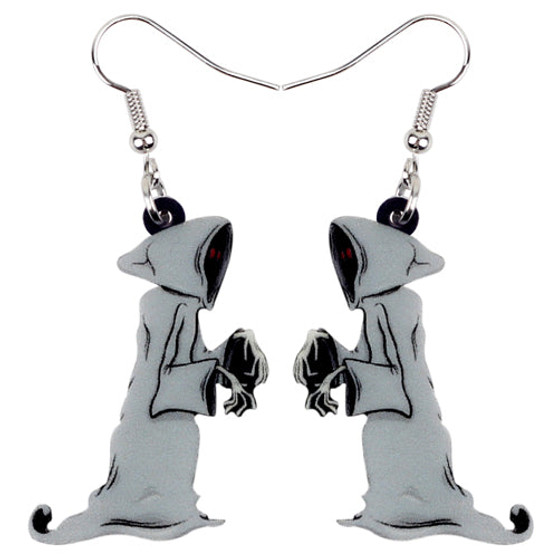 FREE OFFER Halloween Grey Ghost Skeleton Earrings