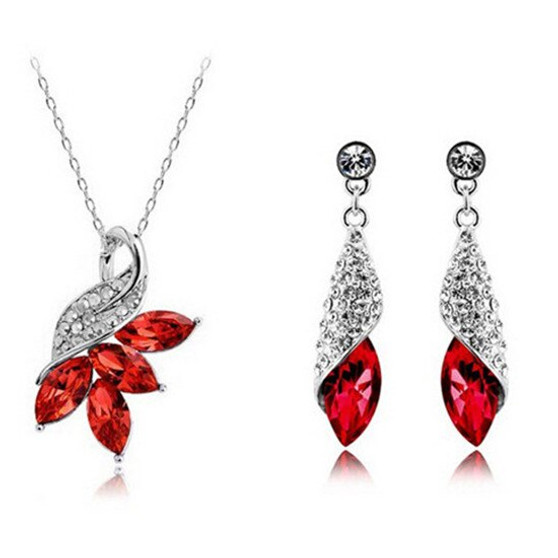 Marquise Cut Crystal Necklace & Earrings Fashion Jewelry Set