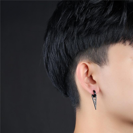 Titanium Steel Triangle Shape Earrings for Men