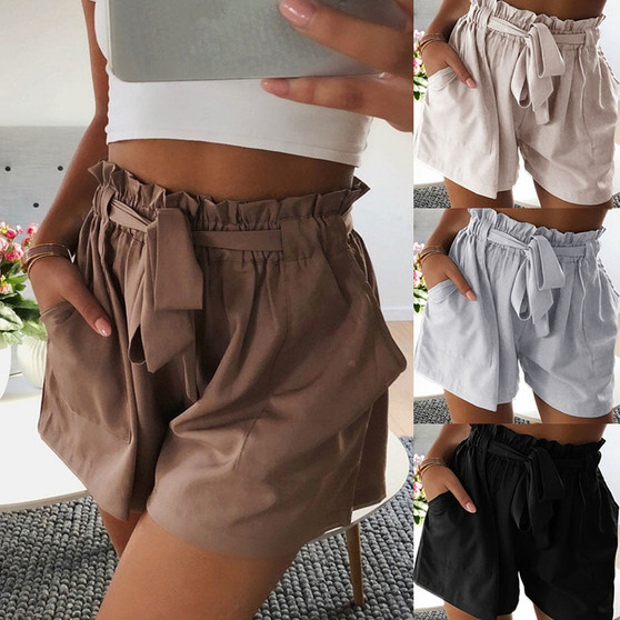 High Waist Paperbag Shorts