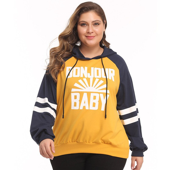 New 2020 spring autumn plus size hoodie for women large long sleeve loose casual yellow pullover sportswear coat 4XL 5XL 6XL 7XL