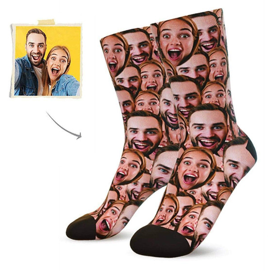 Custom Face Mash Socks For Couple - Funny Gifts - Put Any Face On Socks
