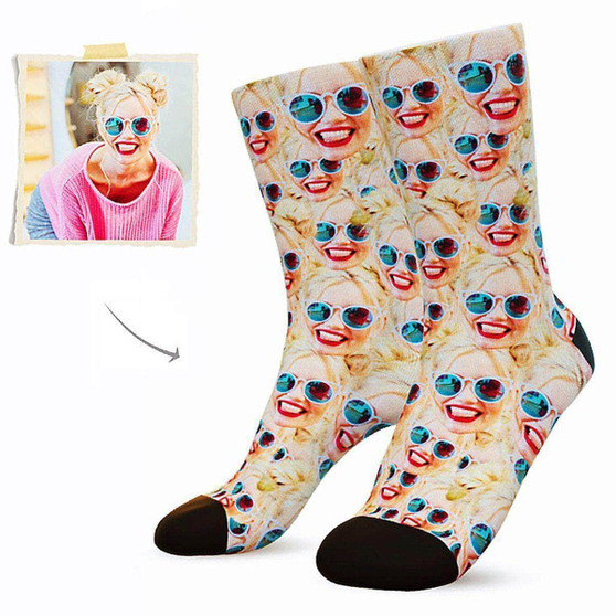 Custom Face Mash Socks  For Her - Funny Gifts - Put Her Face On Socks