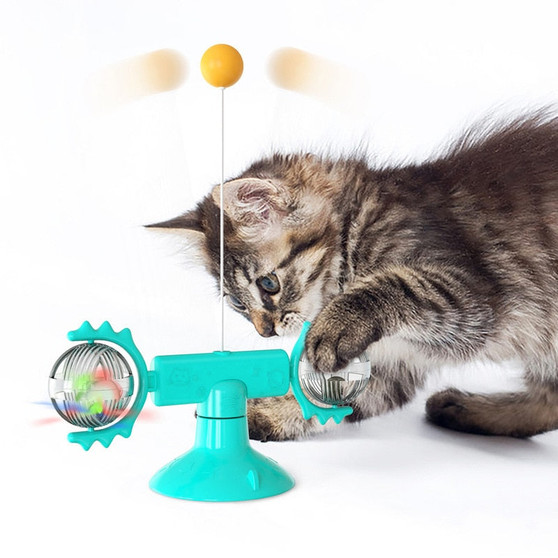 Interactive Cats Toys With Catnip Feather Windmill