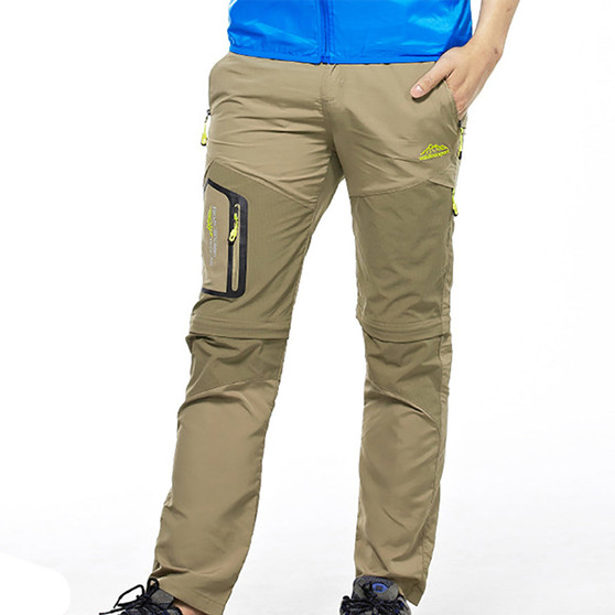 Men 2 Ways Removable Quick Dry Hiking Outdoor Breathable Pants Mountain Camping Trekking Trousers