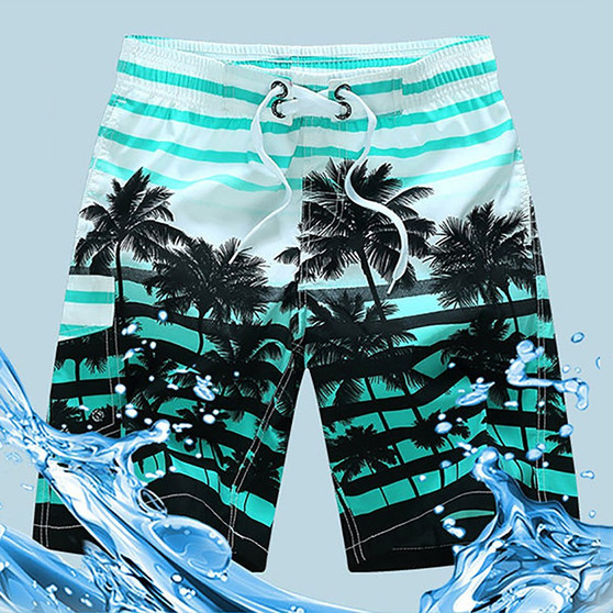 2020 Men Summer Style Beach Quick Dry Coconut Tree Printing Shorts
